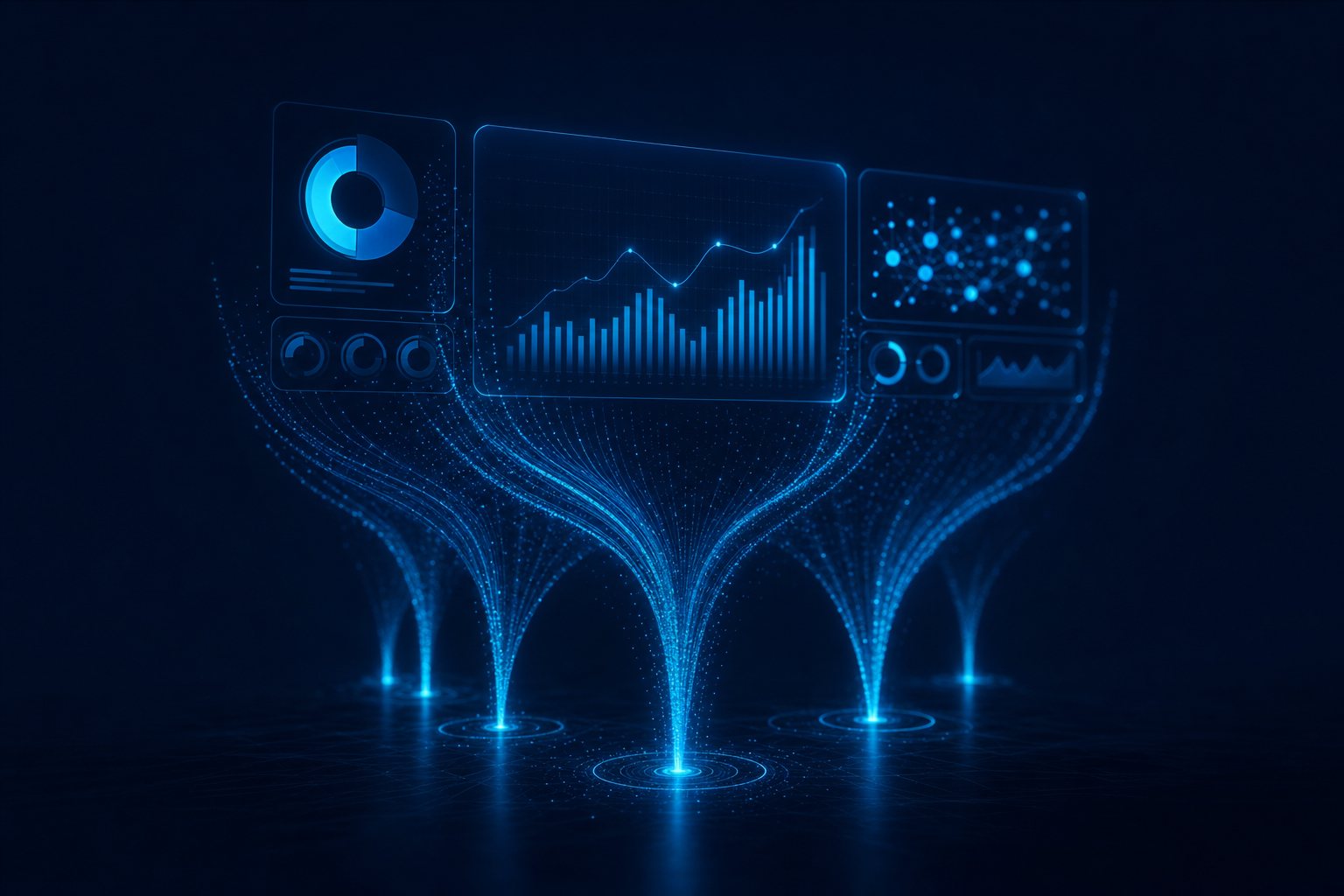 Abstract translucent interface panel with charts