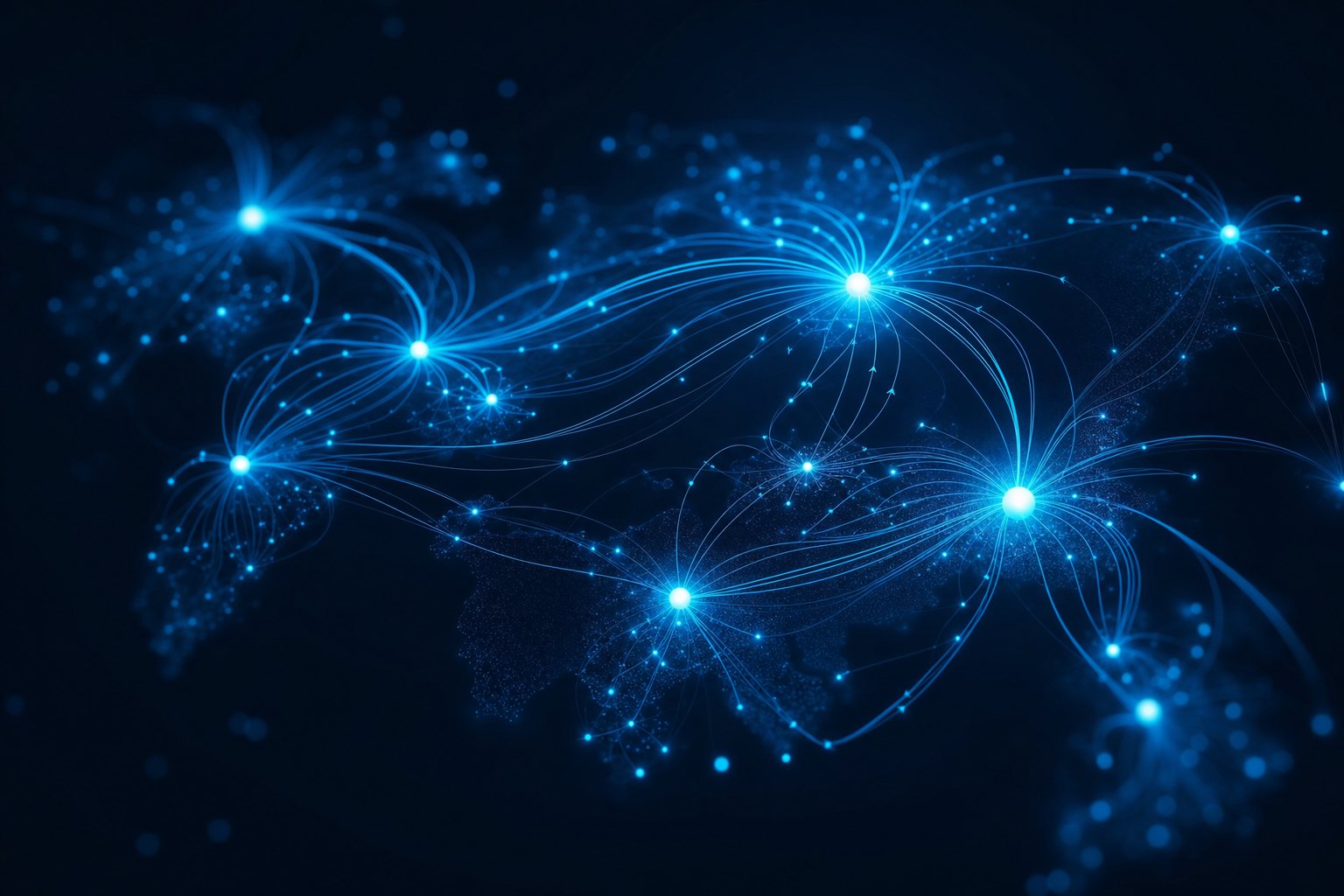 Abstract influence map of connected nodes radiating outward