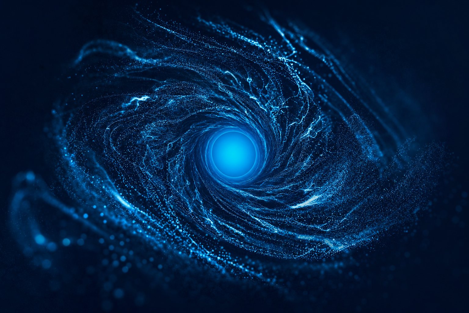 A storm of data swirling around a calm, bright core